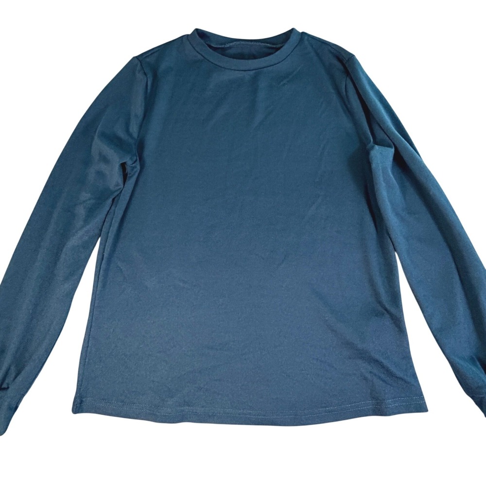 EMERY ROSE Teal Long Sleeve Crew Neck Basic Tee Top Women Size S